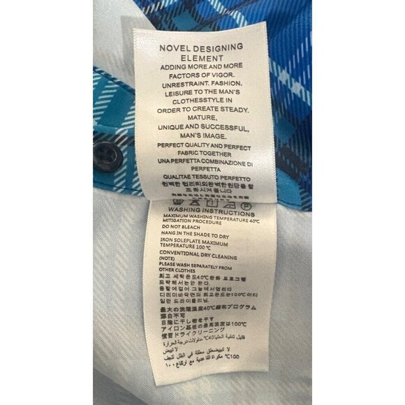 Mens GS Bogosse Classic 2XL Plaid & Baroque Long Sleeve Button-Up Shirt Blue/Bla - Picture 7 of 7